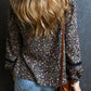 Heathered Round Neck Long Sleeve Blouse
