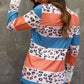 Leopard Color Block Lace Detail Blouse
