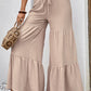 Drawstring Waist Tiered Flare Culottes