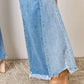 Kancan Mid Rise Raw Hem Flare Jeans