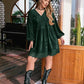 Plus Size Lace Detail V-Neck Balloon Sleeve Mini Dress