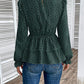 Printed Round Neck Smocked Flounce Sleeve T-Shirt