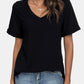 V-Neck Short Sleeve Slit T-Shirt
