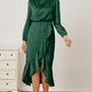 Mock Neck Ruffled Asymmetrical Dress