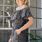 Leopard Off-Shoulder Romper with Pockets