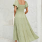Smocked Square Neck Puff Sleeve Dress