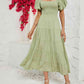 Smocked Square Neck Tiered Dress
