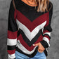 Eyelet Color Block Long Sleeve Sweater