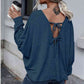 Full Size Round Neck Dropped Shoulder Tied T-Shirt