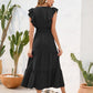 Tiered Ruffled V-Neck Cap Sleeve Dress