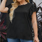 Plus Size Butterfly Sleeve Round Neck Top