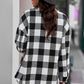 Plaid Curved Hem Dropped Shoulder Longline Shirt Jacket