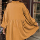 Button Up Lantern Sleeve Dress