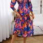 Printed Smocked Lantern Sleeve Ruffled Dress