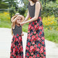Girls Striped Floral Spliced Dress