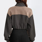 Contrast Drawstring Zip Up Jacket