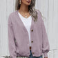 V-Neck Button-Down Dropped Shoulder Cardigan