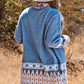Plus Size Geometric  Open Front Cardigan with Pockets