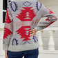 Printed Round Neck Long Sleeve Sweater