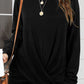 Ruched Round Neck Long Slleeve T-Shirt