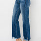 RISEN High Waist Raw Hem Flare Jeans