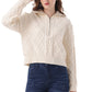 Zip-Up Collared Neck Long Sleeve Sweater