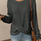 Twisted Waffle-Knit Dropped Shoulder T-Shirt