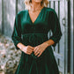 Drawstring V-Neck Tied Back Mini Dress