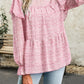 Printed Round Neck Flounce Sleeve Blouse