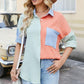 Color Block Button Up Collared Neck Shirt