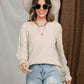 Openwork Round Neck Raglan Sleeve Sweater