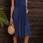 Round Neck Ruffle Hem Pocket Dress
