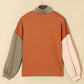 Color Block Exposed Seam Half Zip Sweatshirt