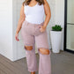 Babs High Rise Distressed Straight Jeans in Mauve