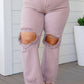 Babs High Rise Distressed Straight Jeans in Mauve