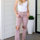 Babs High Rise Distressed Straight Jeans in Mauve