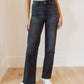 Eleanor High Rise Classic Straight Jeans in Washed Black