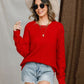 Openwork Round Neck Raglan Sleeve Sweater