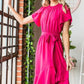 Reborn J Tie Waist Ruffle Trim Short Sleeve Dress