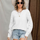 Openwork Round Neck Raglan Sleeve Sweater