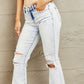 BAYEAS Mid Rise Acid Wash Distressed Jeans