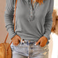 Waffle Knit Henley Long Sleeve Top