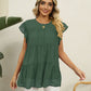 Swiss Dot Round Neck Tiered Blouse