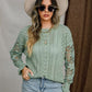 Eyelet Crochet Lantern Sleeve Sweater