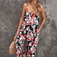 Botanical Print Spaghetti Strap Cropped Jumpsuit
