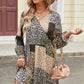 Leopard Surplice Neck Flounce Sleeve Dress
