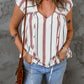 Striped V-Neck Tassel Tie Blouse