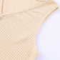 Decorative Button V-Neck Waffle-Knit Babydoll Tank