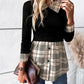 Houndstooth Collared Neck Long Sleeve Shirt