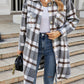 Plaid Button Up Collared Neck Coat with Pockets